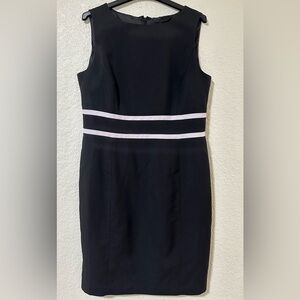 Chic Black Dress with white Accents